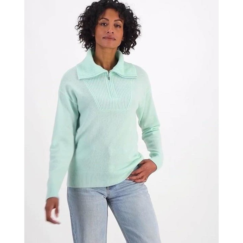 NWT Charter Club 100% Cashmere Sweater Small Quarter Zip Heritage Quiet Luxury
